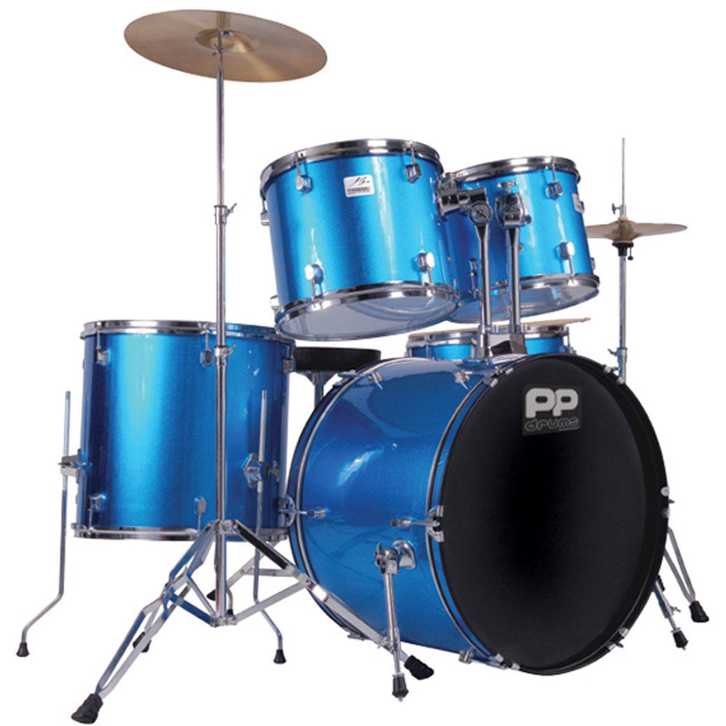 PP Percussion PP-250BL Ακουστικό Ντραμ Σετ Μπλε με Πιατίνια