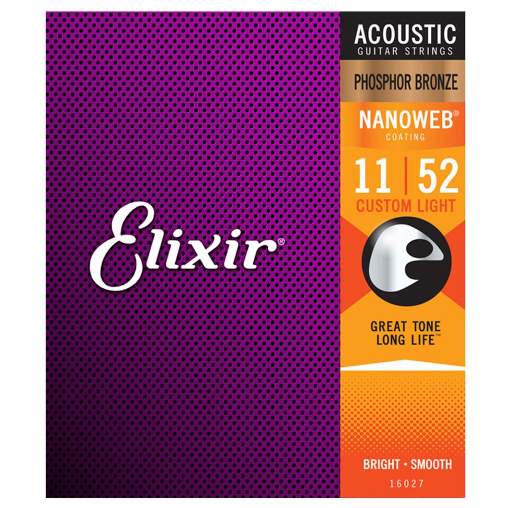 ELIXIR 16027 NANOWEB CUSTOM LIGHT Phosphor Bronze 11-52 Σετ Χορδές Ακουστικής Κιθάρας