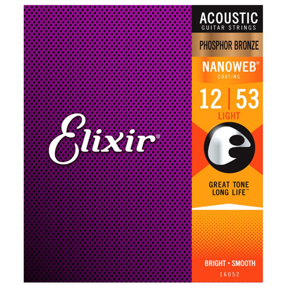 ELIXIR 16052 NANOWEB LIGHT 12-53 Phosphor Bronze Σετ Χορδές Ακουστικής Κιθάρας