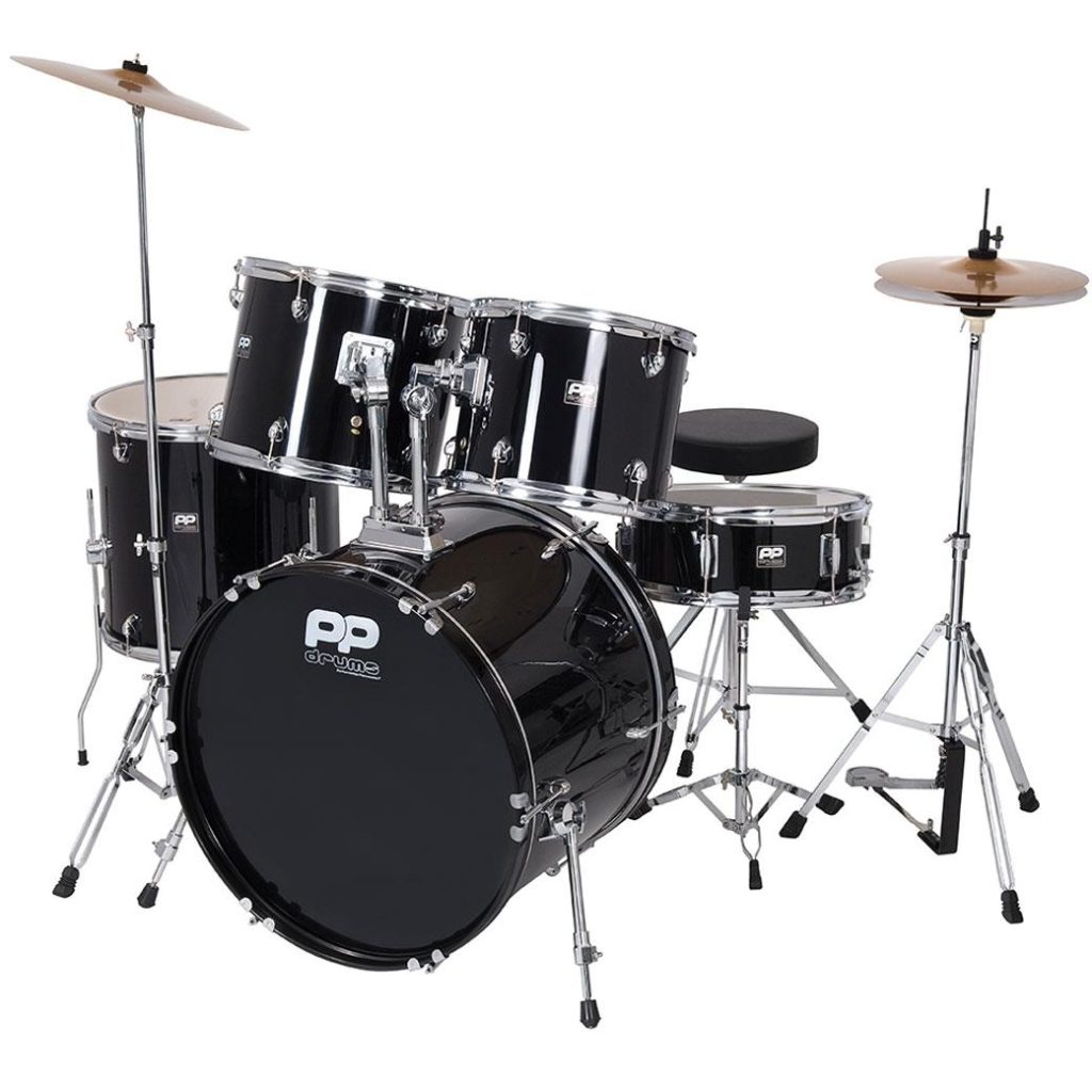 PP Percussion PP-250BLK Ακουστικό Ντραμ Σετ Μαύρο με Πιατίνια