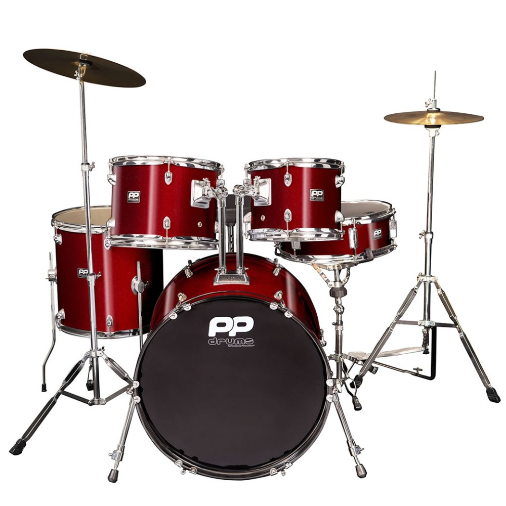 PP Percussion PP-220WR Fusion Ακουστικό Ντραμ Σετ Μπορντό με Πιατίνια