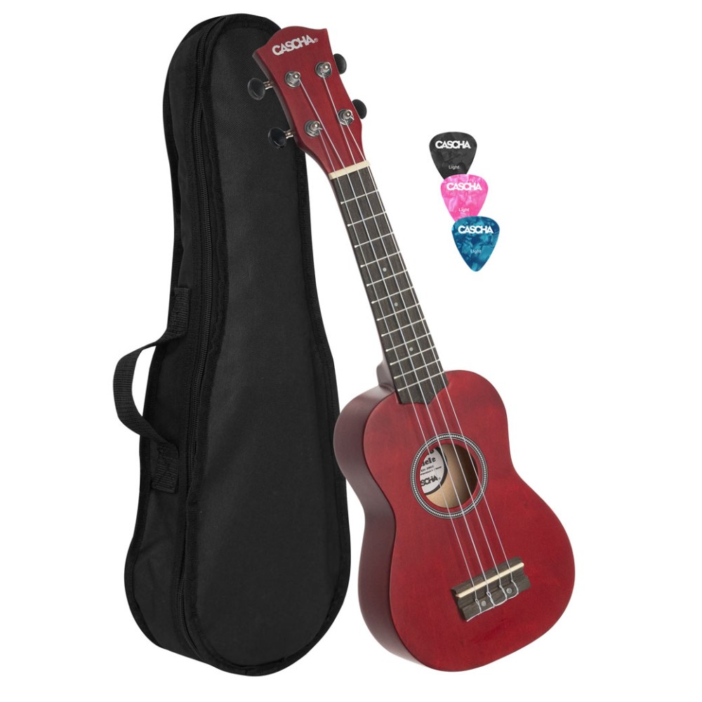 CASCHA HH-3961 Soprano Ukulele - Σοπράνο Γιουκαλίλι Κόκκινο με θήκη