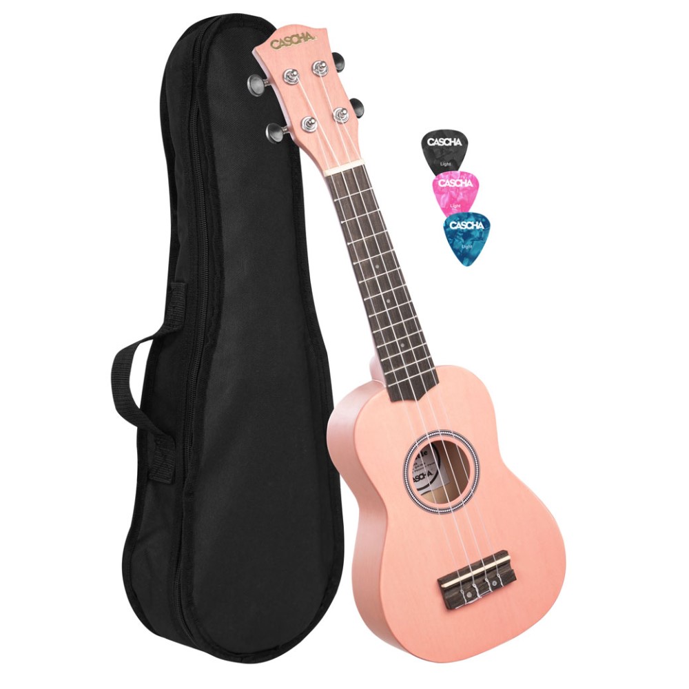 CASCHA HH-3968 Soprano Ukulele - Σοπράνο Γιουκαλίλι Ροζ με θήκη