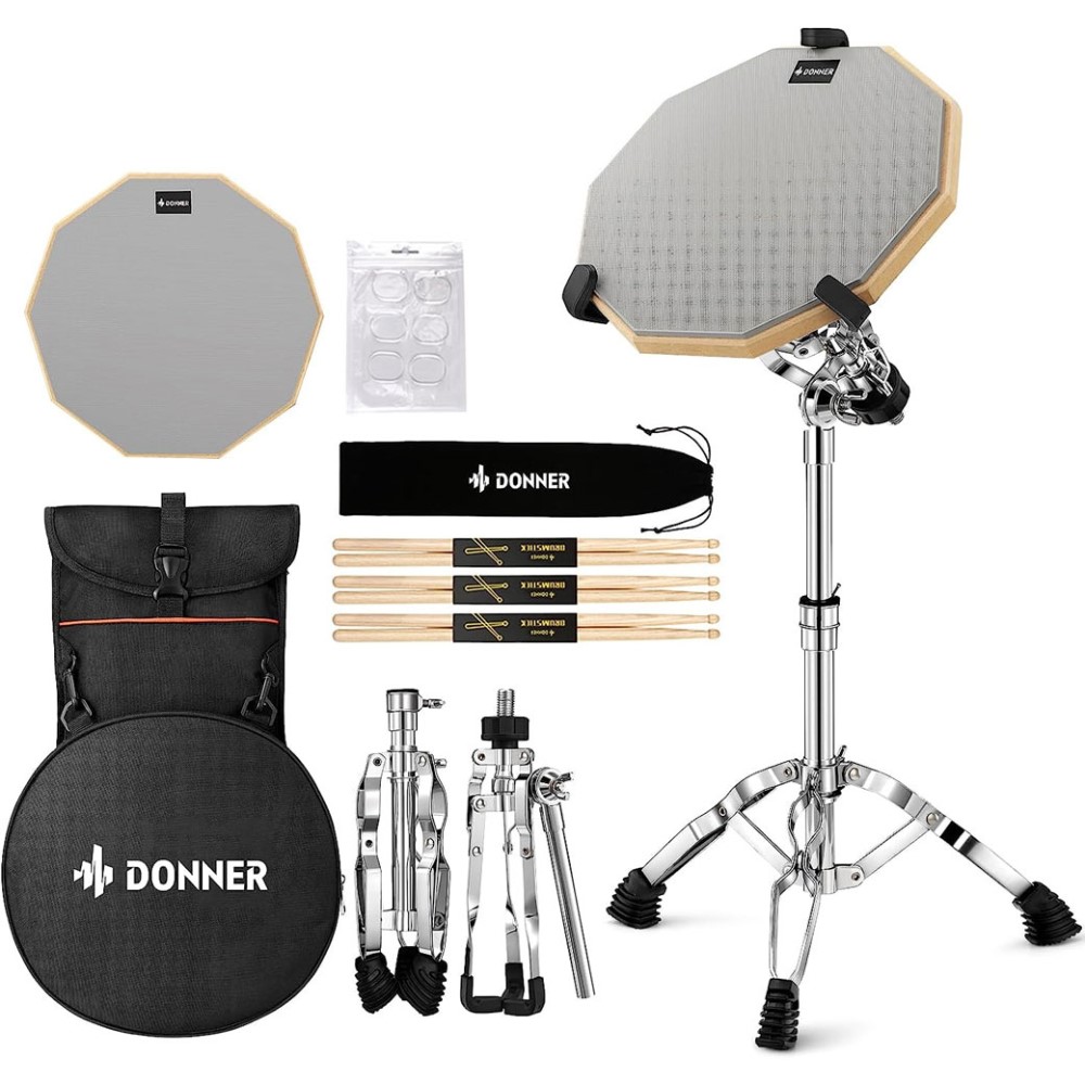 DONNER EC-2003 Practice Pad - Επιφάνεια εξάσκησης Σετ με βάση, θήκη και αξεσουάρ